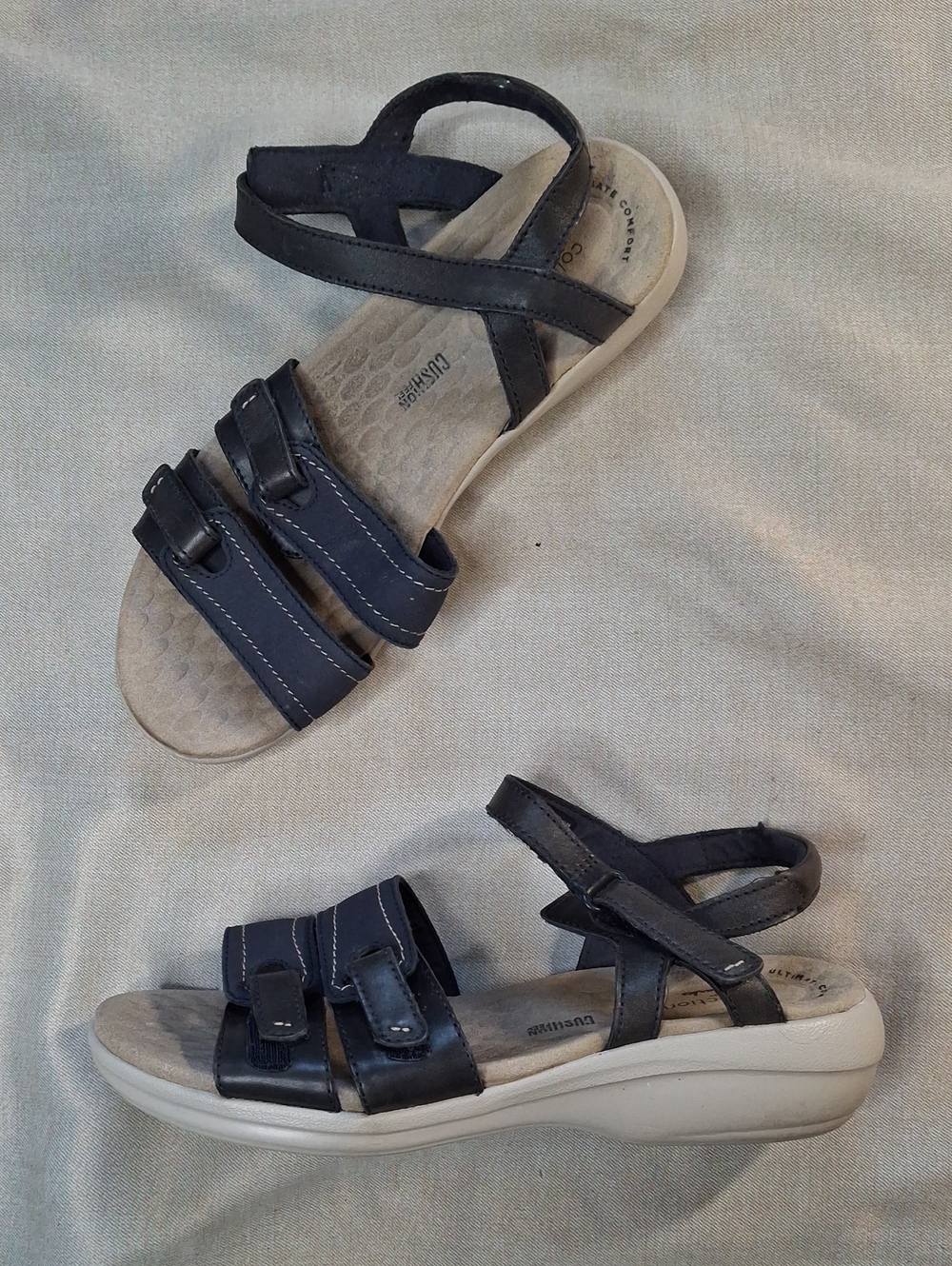 Clarks Collection Alexis Shine Navy Leather Comfort Sandals 7.5W